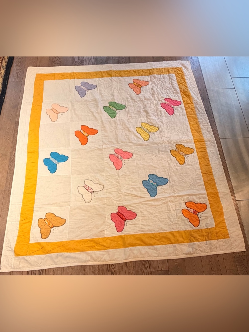 Handmade Butterfly Appliqué Quilt